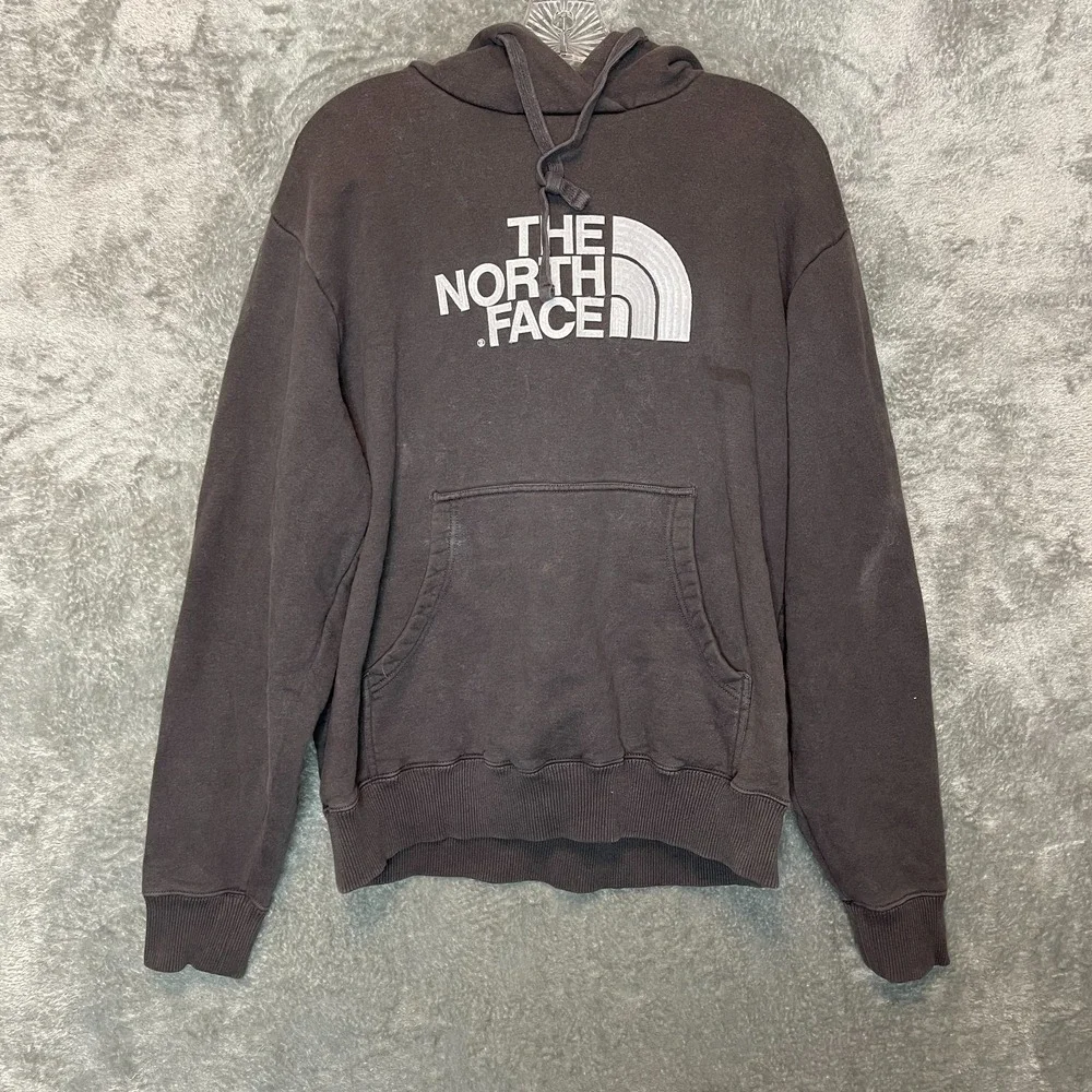 North Face Men Classic Logo Half Dome Pullover Hoodie Heavy Sweatshirt L Gray